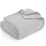 PHF Lightweight Waffle Weave Blanket for Queen Bed – Light Grey – $19.99