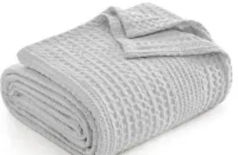 PHF Lightweight Waffle Weave Blanket for Queen Bed – Light Grey – $19.99