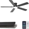 Phylluz 52″ DC Motor 6-Speed Flush Mount Ceiling Fan Light for $42.59