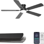 Phylluz 52″ DC Motor 6-Speed Flush Mount Ceiling Fan Light for $42.59