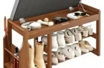 Pipishell 34″ Solid Pine Wood Shoe Rack Bench with Soft Cushion for $59.98