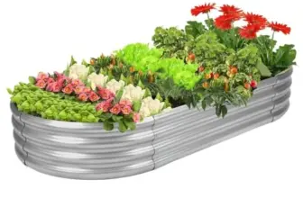 Rakukiri Oval Raised Garden Bed 60x29x11 in. for $16.99