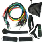 Resistance Band Workout Set with 5 Bands, 2 Handles, 2 Straps, Anchor & Carry Bag for $6