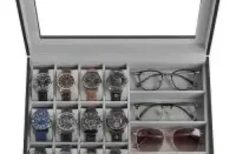 Songmics 16-Slot Sunglasses and Watch Organizer Box with Glass Lid for $17.94