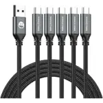 6FT USB-C Fast Charger Cord 5-Pack for $6.99