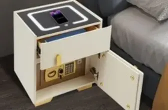 White Bedside Cabinet Nightstand with Safe, Wireless Charger & Bluetooth Speaker – $165.64
