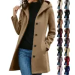 Women’s Long Hooded Wool Trench Coat for $9.88