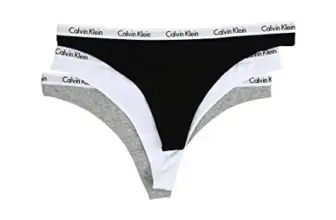 Calvin Klein Women’s Carousel Logo Cotton Stretch Thong Panties 3-Pack for $14.96