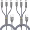 Haokande 3-in-1 6′ Long Multi Charging Cable (2-Pack) for $5.39