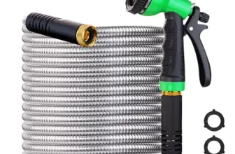 Heavy Duty 10-Function Hose Nozzle with 50ft Stainless Steel Garden Hose for $31.99