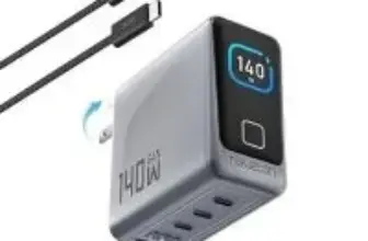 Hyleton 140W 4-Port GaN Fast Wall Charger with Smart Display for $26.39