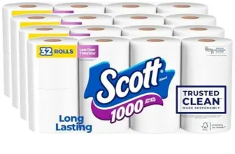 Scott 1000 Trusted Clean Toilet Paper, 32 Rolls for $23 $23.00