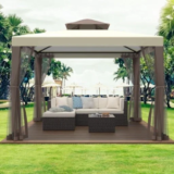 10’x10′ Outdoor Gazebo Canopy Tent with Curtains for $95.99