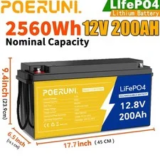 12V 200Ah LiFePO4 Lithium Battery with Built-in BMS for $199.89