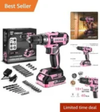 Pink 20V Lightweight Cordless Drill Kit with Charger & 10 Bits – $55.79 ($37.20 Off)