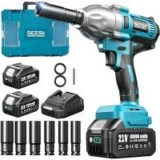 Seesii 1/2″ Cordless Impact Wrench Kit with 2 Batteries for $53.97