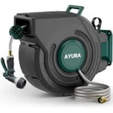 Ayura 100ft x 1/2″ Pro Metal Shaft Retractable Garden Hose Reel with Spray Nozzle for $93.08
