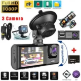3-Lens Car Security Camera System for Front, Rear, and Interior – $29.98