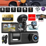 3-Lens Car Security Camera System for Front, Rear, and Interior – $30.99