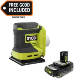 Ryobi ONE+ 18V Cordless 1/4 Sheet Sander with Free 2.0 Ah Battery for $59