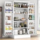 47″ White Kitchen Pantry Storage Cabinet with Adjustable Shelves for $98.99