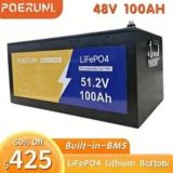 48V 100Ah LiFePO4 Lithium Battery for Golf Carts and RVs – Now $425.69