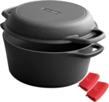 5-Quart Pre-Seasoned Cast Iron Dutch Oven with Skillet Lid for $31