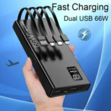 66W Fast Portable Power Bank with 4 Cables for $26.99