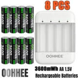 8-Pack of 3600mWh 1.5V Rechargeable AA Lithium Batteries for $10.89