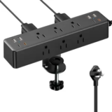 Acozvin 10′ 40W Flat Plug Desk Clamp Power Strip for $24