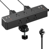 Acozvin Flat Plug Desk Clamp Power Strip with 4 USB Ports for $25.63