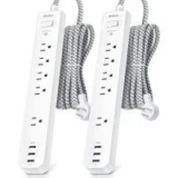 Addtam 8-in-1 1875W/15A Power Strip Surge Protector w/ 5ft Cord (2-Pack) – $18.99