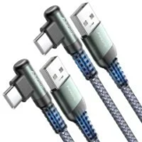 Ainope 3.3′ Right Angle USB-A to USB-C Cable (2-Pack) for $3.89