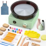 Alldeer 18-Piece All-in-One DIY Pottery Kit with 6″ Pottery Wheel for $35