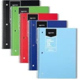 Amazon Basics Wide Ruled Spiral Notebook 5-Pack for $5.00