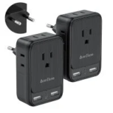 Anntane European Travel Adapter 2-Pack with 4 Outlets & 3 USB Ports for $15.99