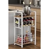 Ansionsol 3-Tier Freestanding Wine Rack with Wood Top for $16.99