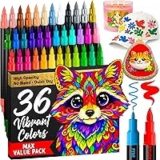 36-Pack Artistro Acrylic Paint Markers with Brush and Fine Tips for $9.47