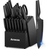 Astercook 21-Piece Kitchen Knife Set with Block and Sharpener for $47.47