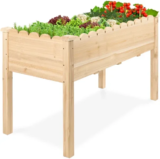 Scalloped Elevated Wooden Planter Box 48x24x30in for $88