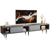 Bestier 2-in-1 Mid-Century Modern TV Stand with Sliding Doors for $90