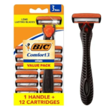 BIC Comfort 3 Razor Value Pack for $5.95 – Includes 1 Handle and 12 Cartridges