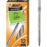 BIC Round Stic Xtra Life Ballpoint Pens (12-Pack) for $1.19