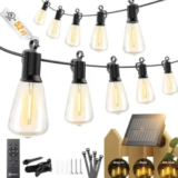52′ Brightown Outdoor Waterproof Solar String Lights with Remote for $14
