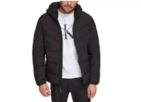 Calvin Klein Men’s Chevron Stretch Jacket with Sherpa-Lined Hood for $45