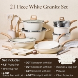 CAROTE 21Pcs Pots and Pans Set, Nonstick Cookware Sets, White Granite Induction $124.99 (34%Off)