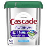Cascade Platinum Dishwasher Pods 59-Count Now $14.82