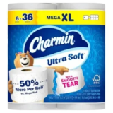6-Pack Charmin Ultra Soft Mega XL Toilet Paper – $12