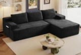 Chorlenimi 96″ L-Shape Upholstered Sectional Couch (Black) – $300