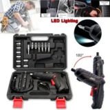47-Piece Cordless Electric Screwdriver Set with Rechargeable Drill & Lights – $24.99